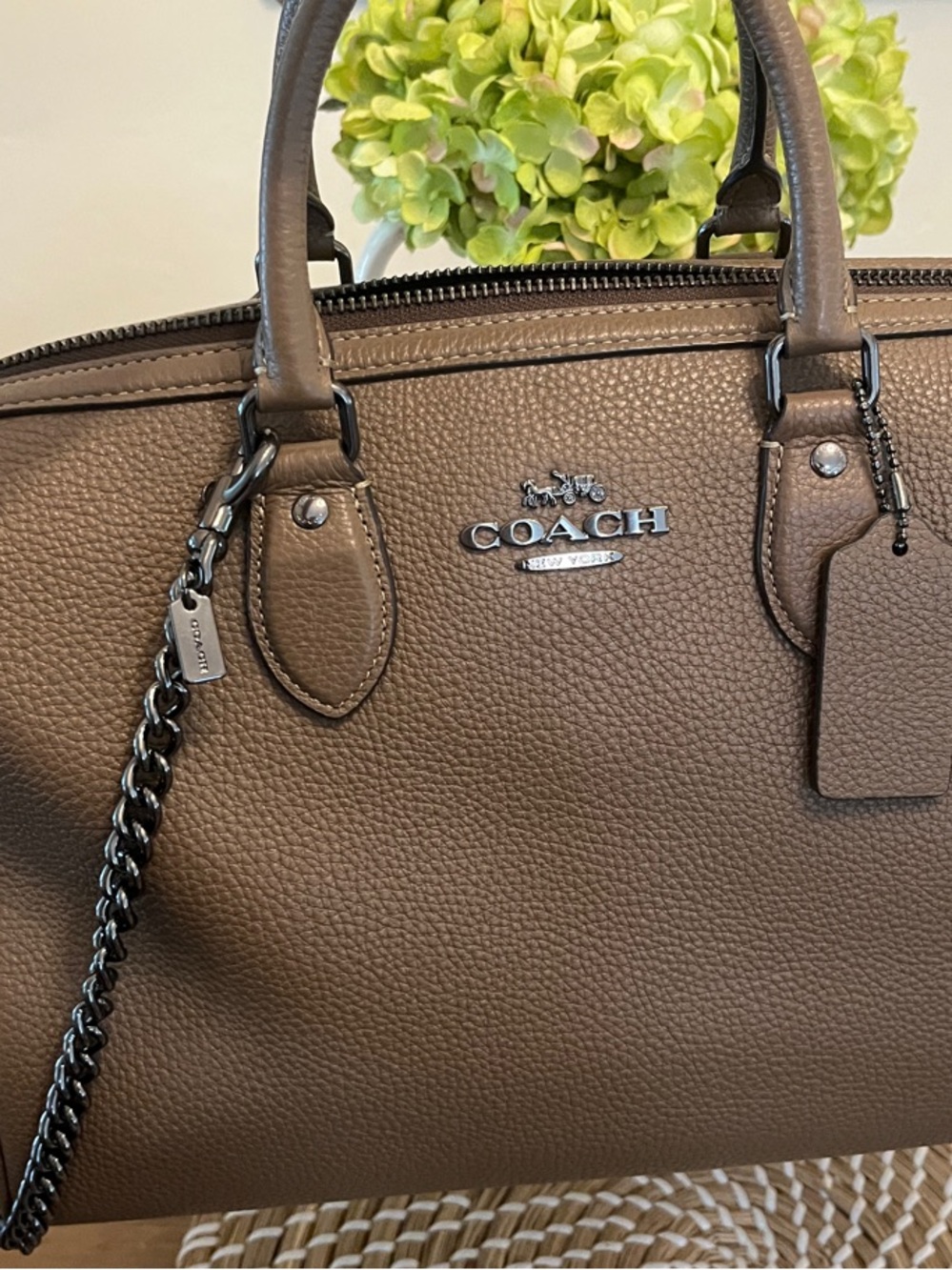 Coach Brown Pebbled Leather Satchel - Picture 16 of 16